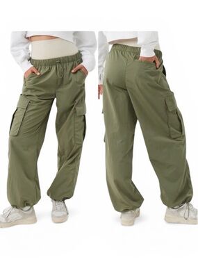 AERIE OFFLINE Chill Moves Cargo Jogger Wide Leg Track Pants Olive Green Small